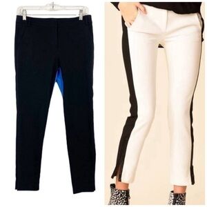 TIBI Anson Stretch Skinny Tuxedo Pants Blue Black